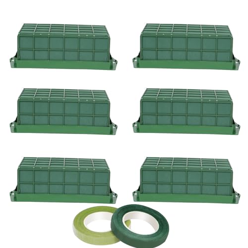 YOMUME 6 Packs Floral Foam Cage for Fresh and Artificial Flowers | Floral Foam Blocks with Cage for Weddings, Florists, Table Centerpieces, Floral arrangement - size: 6 Pcs