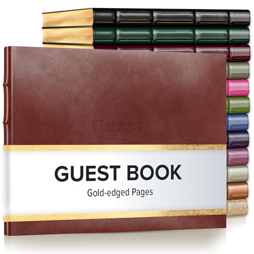 Gallery Leather Guest Book - Great for Wedding, Reception, Baby and Bridal - color: Acadia Tan