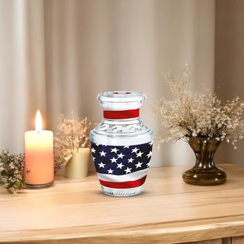 American Flag Urns for Human Ashes Adult Male & Female, Small Keepsake Urn for Human Ashes Adult Woman & Man, Mini Funeral Urns 3Inch - color: American Flag Urns