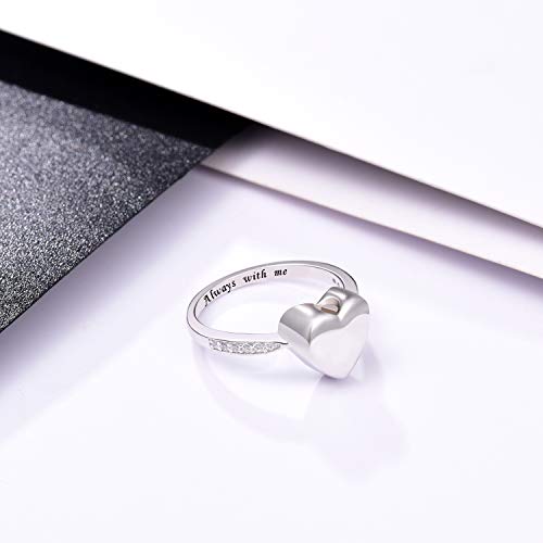 BEILIN 925 Sterling Silver Heart Urn Ring for Women Ash Cremation Jewelry