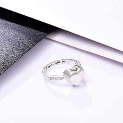 BEILIN 925 Sterling Silver Heart Urn Ring for Women Ash Cremation Jewelry