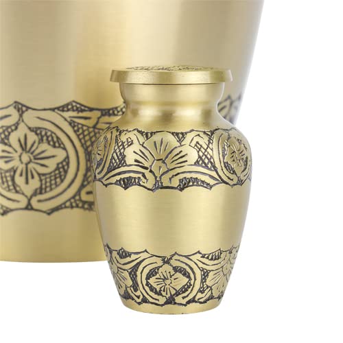 Elegant Gold Keepsake Cremation Urn for Ashes, Brass, Gold Urn, Keepsake Sized Cremation Urn, 2.75 Inches High - color: Elegant Gold