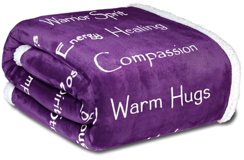 Compassion Blanket (Brand)- Strength Courage Super Soft Warm Hugs, Get Well Gift Blanket Plush Healing Thoughts Positive Energy Love & Hope (Purple, 50 x 65 Sherpa) - color: Purple, size: 50 x 65 Sherpa