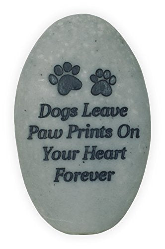 Angelstar Dogs Leave Paw Prints On Your Heart Forever Rainbow Bridge Pet Stone, Deep Grey