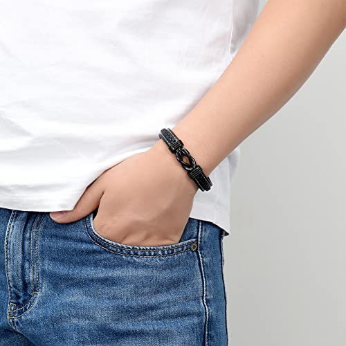 shajwo Infinity Cremation Bracelet for Ashes for Men - color: Black-22cm