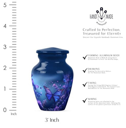 Butterfly Urn - Blue - Butterfly with Flowers Pattern - - color: Blue Butterfly, size: 3 inch (4 pieces)