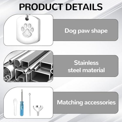 Pet Urn Necklace for Dogs Ashes Silver Pendant 1PCS with Funnel Spoon Screw Kit Memorial Keepsake Comfort Gift - color: Silver
