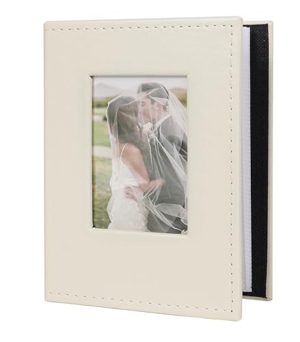 RECUTMS 4x6 Photo Album 100 Pockets Leather Small Albums for Family Beige | White Page, Hold 100 Vertical Photos, Travel Anniversary Wedding Picture Book, DIY Front Window, Birthday Graduation Gifts - color: Beige, size: 100 pockets
