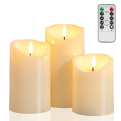 Flickering Flameless Candles with Remote, Fake Candles for Home Decor - color: Ivory(Resin)