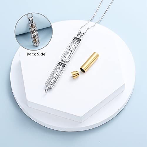 shajwo Cylinder Cremation Jewelry Tree of Life Urn Ashes Necklace for Women Men Vial Cremation Ash Pendant Loved One Memorial Jewelry - color: Gold