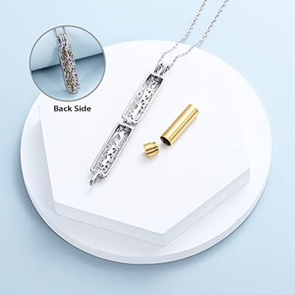 shajwo Cylinder Cremation Jewelry Tree of Life Urn Ashes Necklace for Women Men Vial Cremation Ash Pendant Loved One Memorial Jewelry - color: Gold