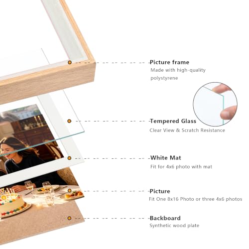 8x16 College Triple Photo Frame with Tempered Glass, PS10-BGT6 - color: BlueGolden, size: 8X16 inch