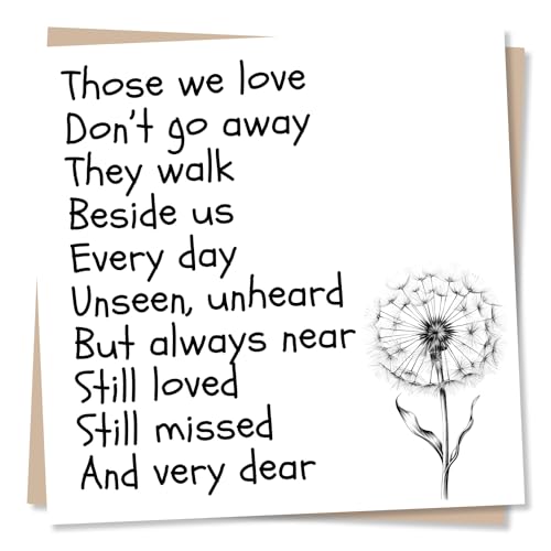 Nokular Sympathy Greeting Card – Dandelion Heartfelt Verse Design – Blank Inside (135 x 135 mm) – Made in UK – With Envelope