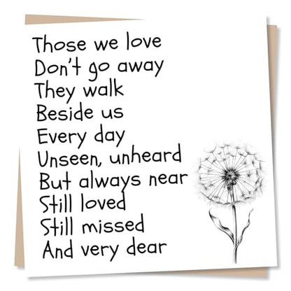 Nokular Sympathy Greeting Card – Dandelion Heartfelt Verse Design – Blank Inside (135 x 135 mm) – Made in UK – With Envelope