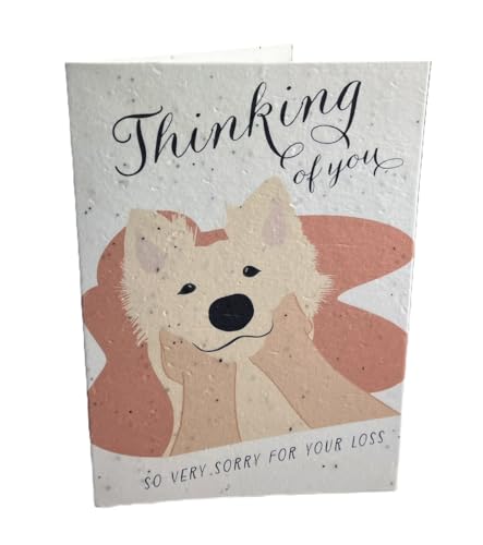 Of The Earth Handmade Paper - Plantable Wildflower Seed Folding Card - Sympathy Designs - 5" x 7" - Set of 3 - w/Recycled Envelopes (Watercolor Dog) - color: Watercolor Dog
