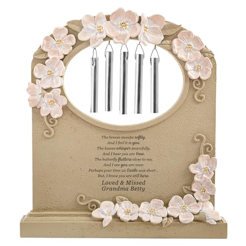 Let's Make Memories Personalized Tabletop Memorial Chime - Condolences - Sympathy - Made of Resin - with Flower Accents - You're Still Here - style: You're Still Here