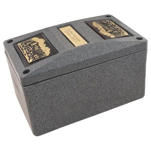Champion Graystone Urn Vault - Mountain Forest, Urn Vault for Ground Burial, Holds One Adult Cremation Urn for Human Ashes, Durable and Secure Cremation Urn Vault for Cemetery Burial - color: Mountain Forest - Graystone