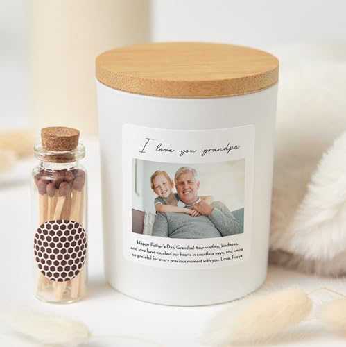 Custom Photo Candle Gift | Personalized Text | Soy Wax Candle with Picture Upload | Gift Box for Any Occasion-White/Cedarwood & Jasmine - color: White
