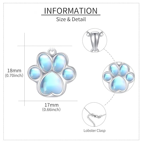 Heart/Cross/Infinity Moonstone Urn Necklace for ashes for Women Sterling Silver Dainty Cremation Jewelry Trendy Ashes Keepsake Memorial Gift for Mother/Grandma/Sister/Husband - style: Paw Print