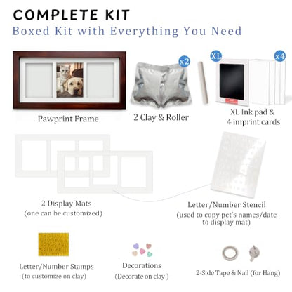 MYPAWLETS Dog Cat Paw Print Kit,Ink&Clay Pawprint Keepsake Frame (Espresso) - color: Espresso