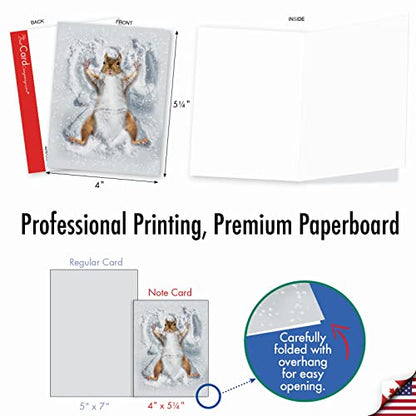The Best Card Company 10 Blank Notecards w/Envelopes Box Set, 4 x 5.12 Inch, Wildlife Cards for Men and Women - Critter Snow Angels M4187OCB-B1x10-NB - style: Critter Snow Angels