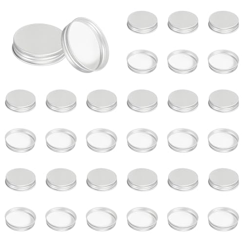 PATIKIL 51mm Metal Round Screw Lids, 36 Pcs Aluminum Mason Jar Lids Screw Top Caps for Lab Home Storage Jars Gallon Jugs Glass Snack Containers Liquid Storage, Silver Tone - size: 51mm