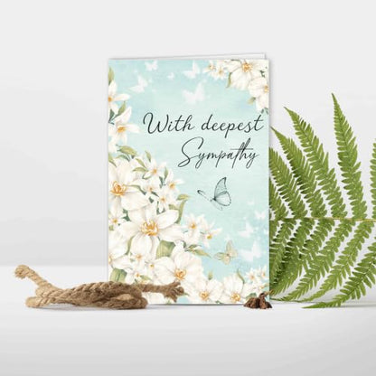 Sympathy Card with Printed Message Inside, Condolence Card for Loss of Loved One, Heartfelt Thinking of You Cards, Bereavement Gift for Family Friend Coworker - color: Deepest Sympathy