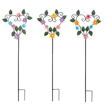 Metal Flowers Decorative Garden Stakes,3Pcs Heart Shape Metal Flower - color: Heart Shape Stakes