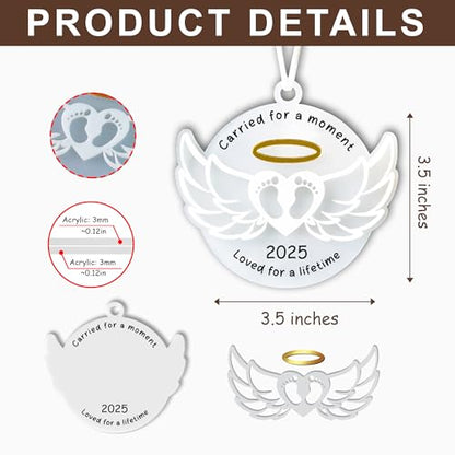 Miscarriage Ornament, Acrylic Baby Memorial Ornaments, 2025 Carried for a Moment Sympathy Gift Baby Loss, Miscarriage Gifts for Mothers & Fathers, Infant Loss Remembrance Christmas Ornaments