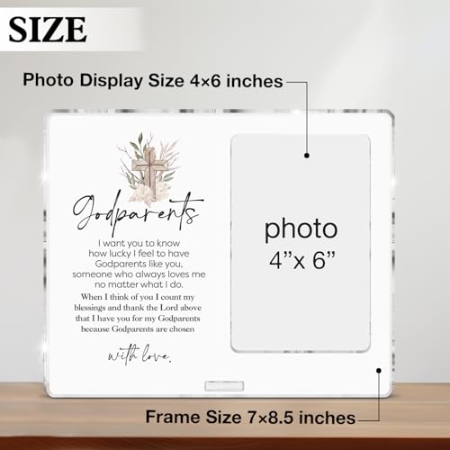 Godparents Gifts Picture Frame, Thank You Gifts for Godparent Godfathers Godmothers, Godparents Acrylic Photo Frames, Photo 4 x 6 Inches - color: Godparents- B