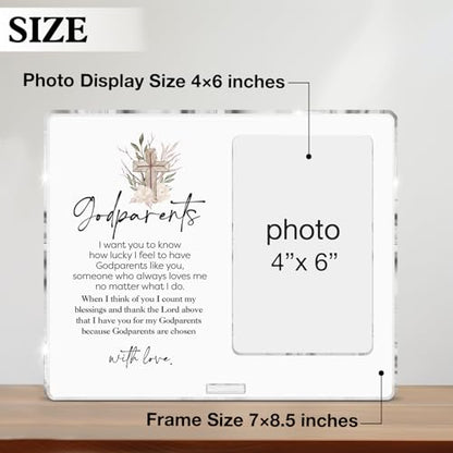 Godparents Gifts Picture Frame, Thank You Gifts for Godparent Godfathers Godmothers, Godparents Acrylic Photo Frames, Photo 4 x 6 Inches - color: Godparents- B