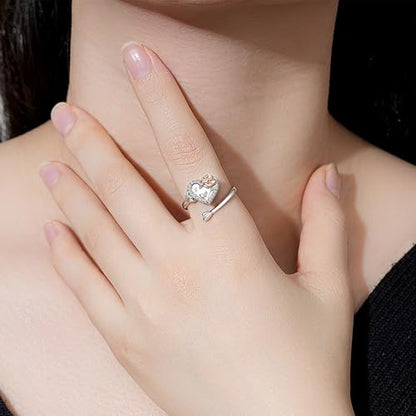 925 Sterling Silver Heart Urn Ring for Ashes for Women - Cremation Jewelry Keepsake Thumb Rings Adjustable with Rose/Sunflower Gift for Lost Of Love Ones Human Adult Pet - style: Heart Rose