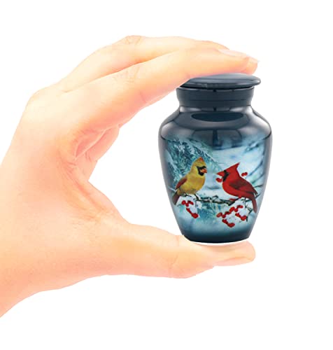 Immortal Memories Mini Cardinal Urn - Cozy Cardinals Sharing Urn with Velvet Case & Bag, Gray (CC-K Keepsake) - size: Keepsake