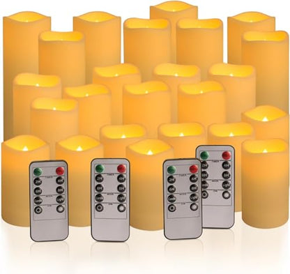 fclayvts 24-Pack LED Flameless Candles with Remote Control -Flickering Electric Candles- Timer Candles -3D Flame, for Halloween Christmas Parties,Wedding,Home,Gift and Special Occasions(Three Sizes) - size: 24-Pack