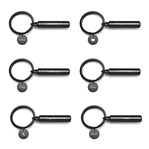 Personalized Master Free Engraving Custom Pet Dog Paw Cylinder Cremation Urn Keychain Keepsake Memorial Ashes Jewelry Black - color: Black(engraving)