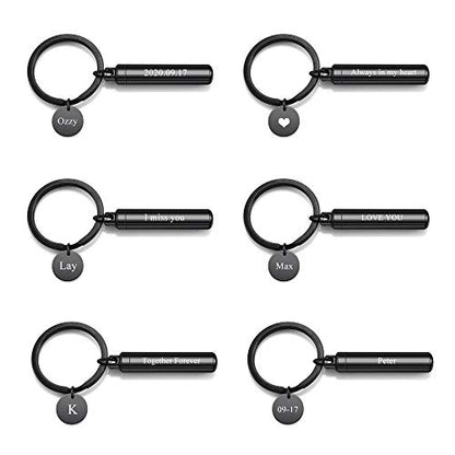 Personalized Master Free Engraving Custom Pet Dog Paw Cylinder Cremation Urn Keychain Keepsake Memorial Ashes Jewelry Black - color: Black(engraving)