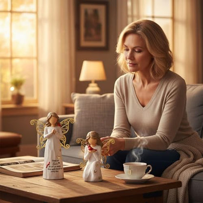 NAN ZAI NAN FANG Cardinal Gifts for Women - 2-Piece Set Angel Figurines | Sympathy Gifts for Loss of Loved One,Mother,Father，Husband-Memorial Cardinal Decor for Home-Resin Sculpted Statue - style: Set