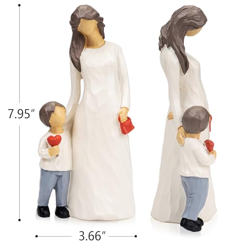 Mother and Son Figurines Statues, Mom Gifts from Son, Mother of The Groom Gift, Mothers Day, Christmas, Birthday Gifts for Mom, Boy & Moms Sculptures, Memorial Gift for Loss of Child - color: Mother and Son Figurines