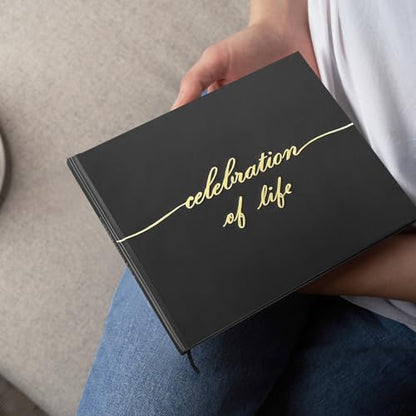 Funeral Guest Book for Memorial Service,with Memory Table Sign & 2 Pens | Celebration of Life Guest Book,Elegant Funeral Book to Sign,Black Handcover Guest Book for 240+ Guests