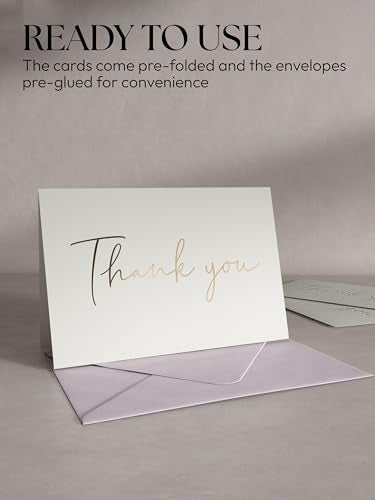Thank You Cards & Envelopes Set - 100 Blank Cards - Wedding, Baby Shower & More - 4x6