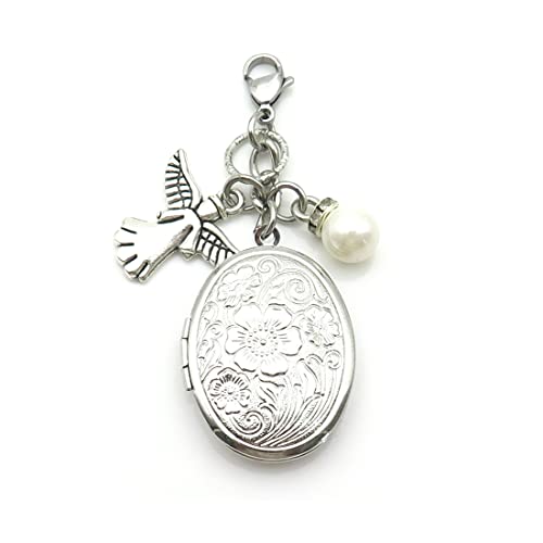 IDLAN Bouquet Locket Photo Charm Wedding Bouquet Memory Charm Memorial Bride Pendant Memorial Photo Keepsake - style: Angel