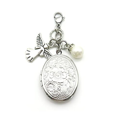 IDLAN Bouquet Locket Photo Charm Wedding Bouquet Memory Charm Memorial Bride Pendant Memorial Photo Keepsake - style: Angel