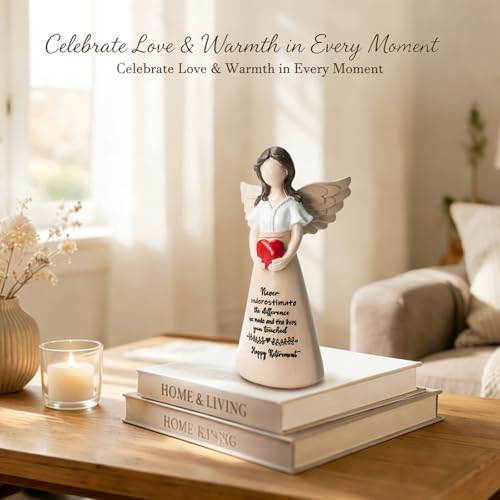 Retirement Figurine for Women, Happy Retirement Gifts, Teacher Retirement Gifts 2026, 5.9" Angel Figurine for Retired Women Coworkers Friend - color: White Teacher