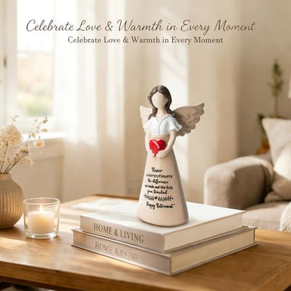 Retirement Figurine for Women, Happy Retirement Gifts, Teacher Retirement Gifts 2026, 5.9" Angel Figurine for Retired Women Coworkers Friend - color: White Teacher