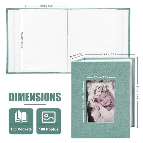 Photo Album 4x6 100 Pockets, Linen Cover Top Loader Vertical, Slip-in Picture Green Pockets Albums for Wedding, Family, Anniversary, Baby, Vacation - color: Green, size: 100 Pockets