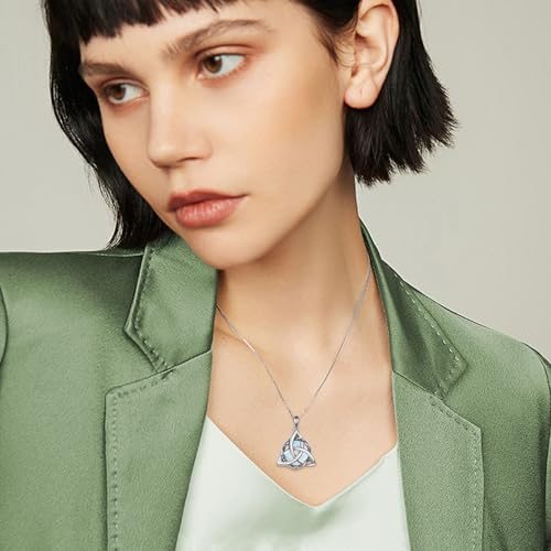WINNICACA Celtic Knot Necklace 925 Sterling Silver Celtic Pendant Irish Urn Necklace Jewelry Birthday Anniversary Valentine's Day Gifts for Her Women Wife Girlfriend Daughter - style: 2-Celtic Knot Urn Necklace(White Opal)