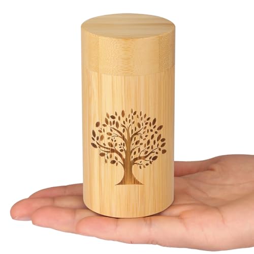 Small Urns for Human Ashes Keepsake with Tree of Life Pattern,Small Cremation Urns for Human Ashes Adult Male Female,Bamboo Scattering Tubes for Human or Pet Ashes,Hold Up to 7.5 Cubic Inches - size: Small,7.5 Cubic Inches