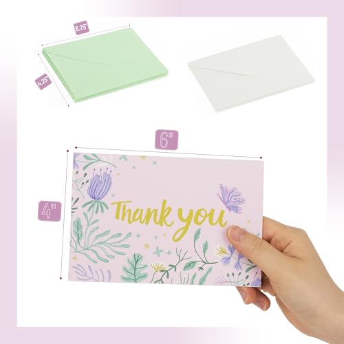Mr. Pen- Thank You Cards with Envelopes, 20 Pack, 5 Design | Thank You Note Blank Inside, Thank Cards with Envelopes - color: Greenery Purple Design