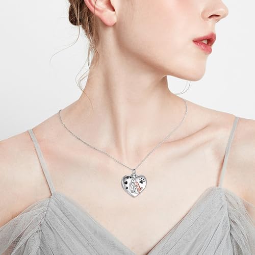 Dog/Turtle/Cross/Lotus/Tree of Life Urn Necklace for Ashes Heart Cremation Paw Pendant Jewelry Dogs Lover Memorial Gifts for Women - color: Silver-Dog Cremation Jewelry