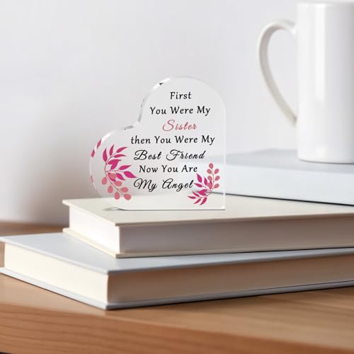Sympathy Gifts for Loss of Sister Acrylic Heart Keepsake Sister Memorial Desk Sign In Memory of Sister Plaque Bereavement Condolences Funeral Grief Sympathy Gifts Acrylic Heart Keepsake